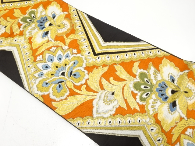 アンティーク　花更紗模様織り出し袋帯（材料）